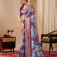 Floral Lichi Silk Saree with Zari Border