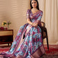 Floral Lichi Silk Saree with Zari Border