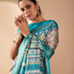 Floral Lichi Silk Saree with Zari Border