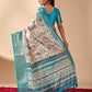 Floral Lichi Silk Saree with Zari Border