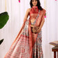 Floral Lichi Silk Saree with Zari Border