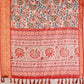 Floral Lichi Silk Saree with Zari Border