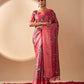 Floral Lichi Silk Saree with Zari Border