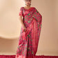 Floral Lichi Silk Saree with Zari Border