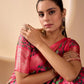 Floral Lichi Silk Saree with Zari Border