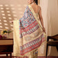 Floral Lichi Silk Saree with Zari Border