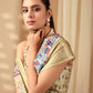 Floral Lichi Silk Saree with Zari Border