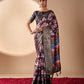 Floral Lichi Silk Saree with Zari Border