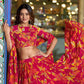 Floral Marble Fabric Tiered Lehenga Set