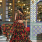 Floral Marble Fabric Tiered Lehenga Set