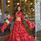 Floral Marble Fabric Tiered Lehenga Set