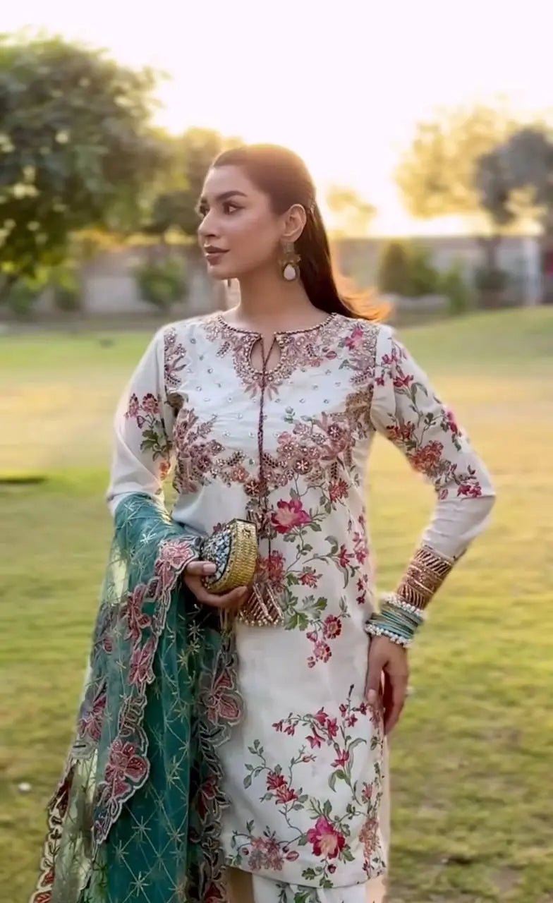 Floral Modal Silk Palazzo Suit Set