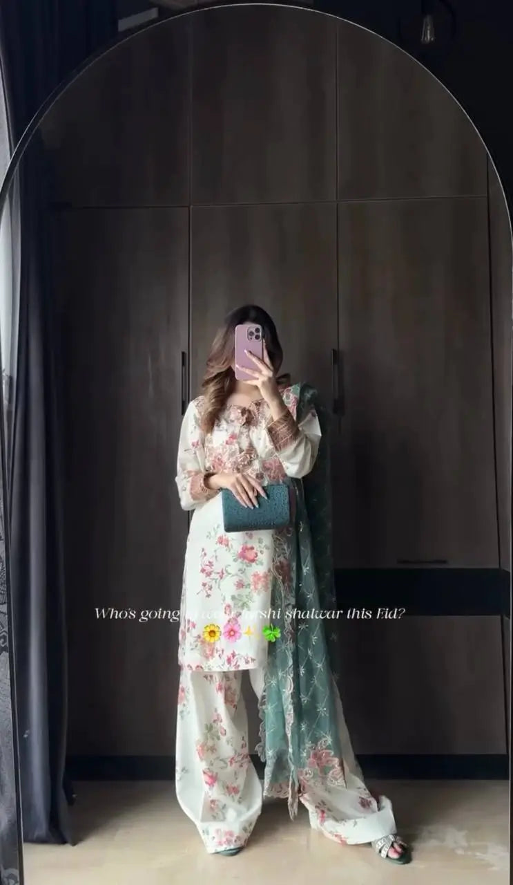 Floral Modal Silk Palazzo Suit Set