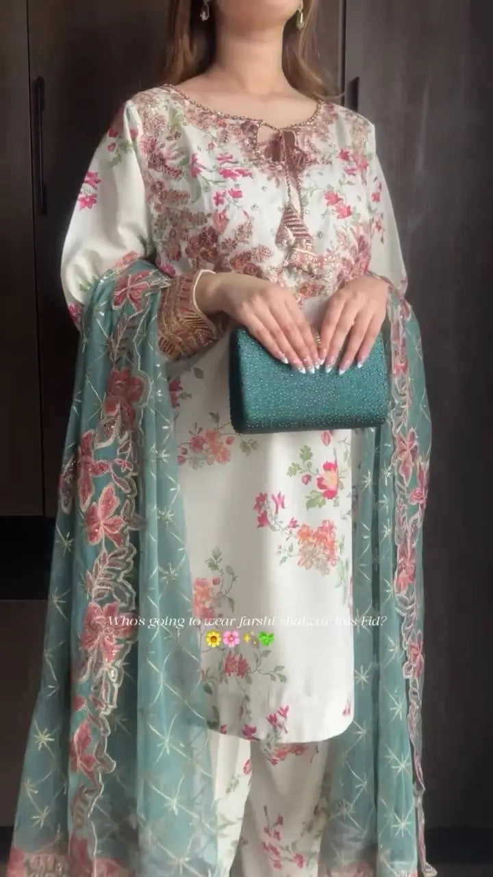 Floral Modal Silk Palazzo Suit Set
