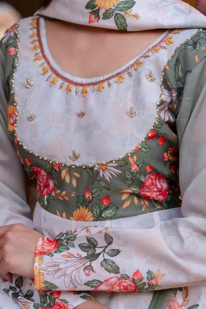 Floral Ombre Print Anarkali Gown