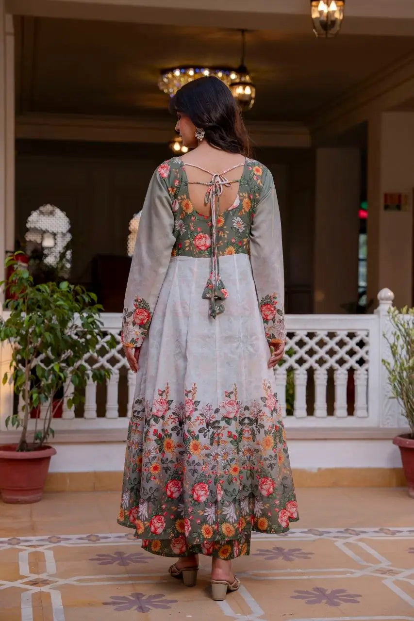Floral Ombre Print Anarkali Gown
