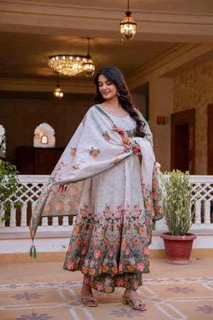 Floral Ombre Print Anarkali Gown