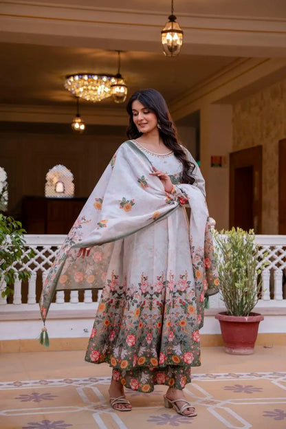 Floral Ombre Print Anarkali Gown