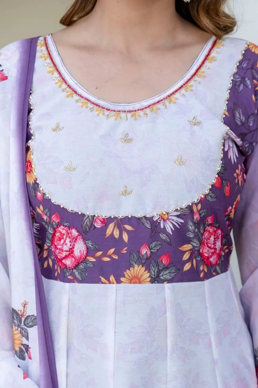 Floral Ombre Print Anarkali Gown