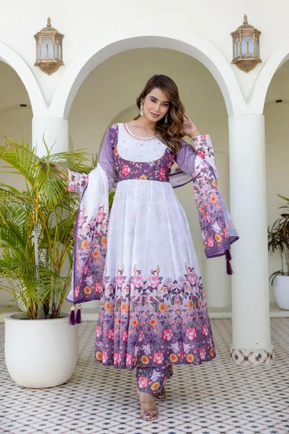 Floral Ombre Print Anarkali Gown