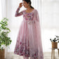Floral Organza Silk Anarkali Set with Gota Patti Dupatta