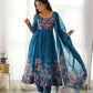 Floral Organza Silk Anarkali Set with Gota Patti Dupatta