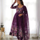 Floral Organza Silk Anarkali Set with Gota Patti Dupatta