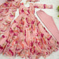Floral Organza Taby Silk Anarkali Gown Set with Dupatta