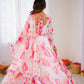 Floral Organza Taby Silk Anarkali Gown Set with Dupatta