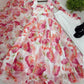 Floral Organza Taby Silk Anarkali Gown Set with Dupatta