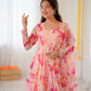 Floral Organza Taby Silk Anarkali Gown Set with Dupatta