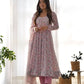 Floral Print Chiffon Anarkali Set with Dupatta and Pant – Fancy Neck & Potli Button Design