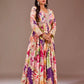 Floral Print Chinon Silk Anarkali Gown with Dupatta