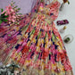 Floral Print Chinon Silk Anarkali Gown with Dupatta
