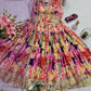 Floral Print Chinon Silk Anarkali Gown with Dupatta