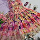 Floral Print Chinon Silk Anarkali Gown with Dupatta