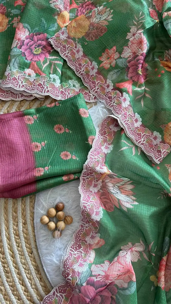 Floral Print Kota Saree