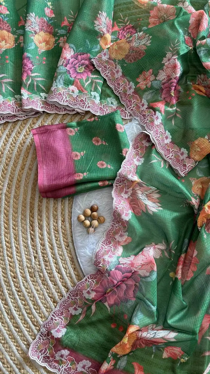 Floral Print Kota Saree