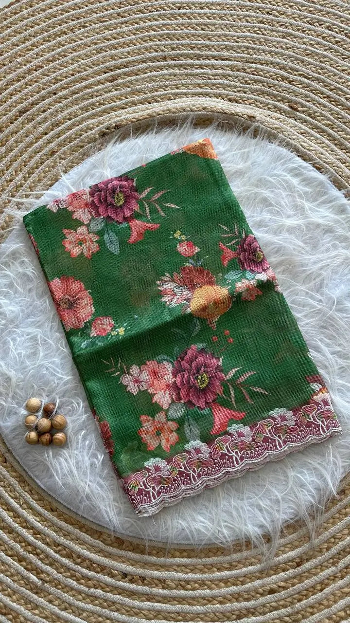 Floral Print Kota Saree