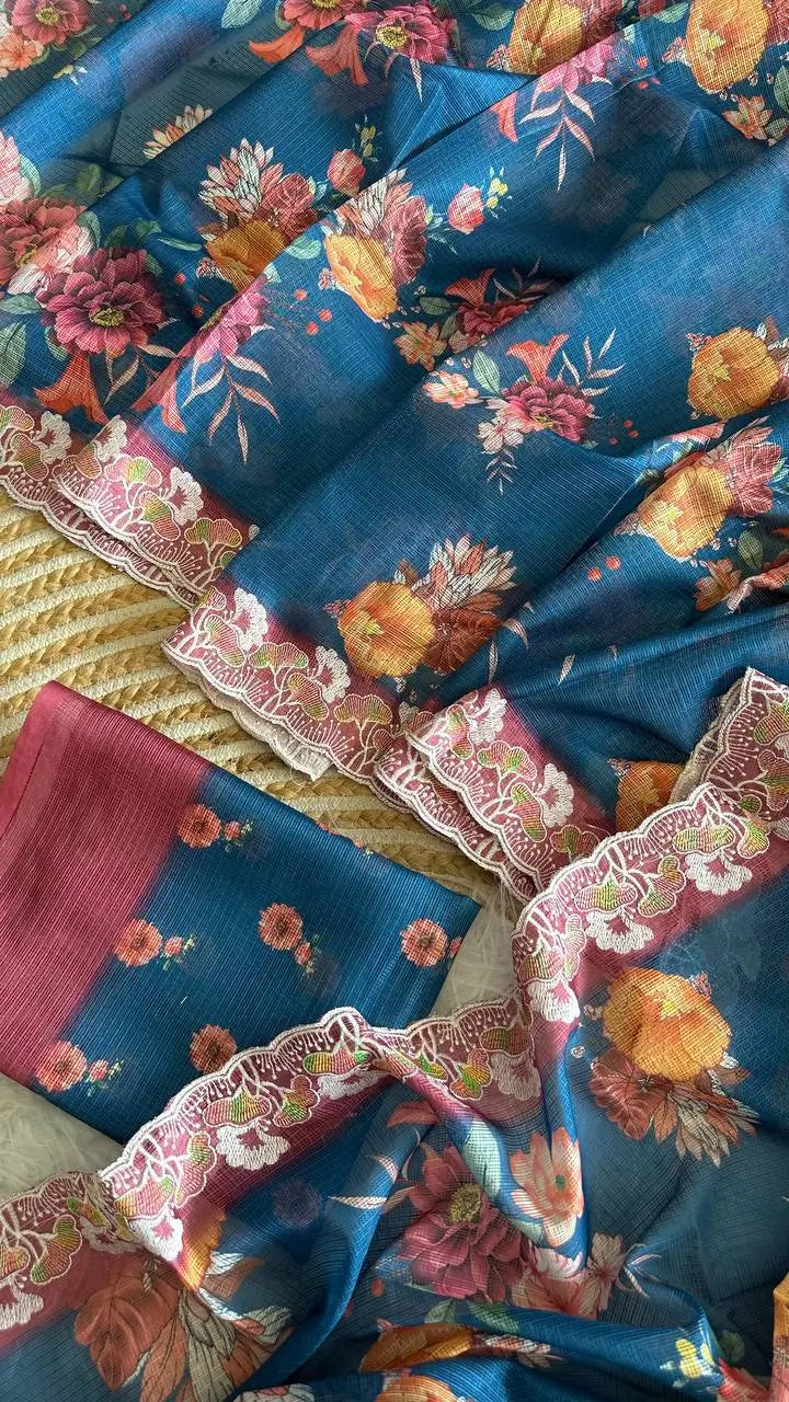 Floral Print Kota Saree