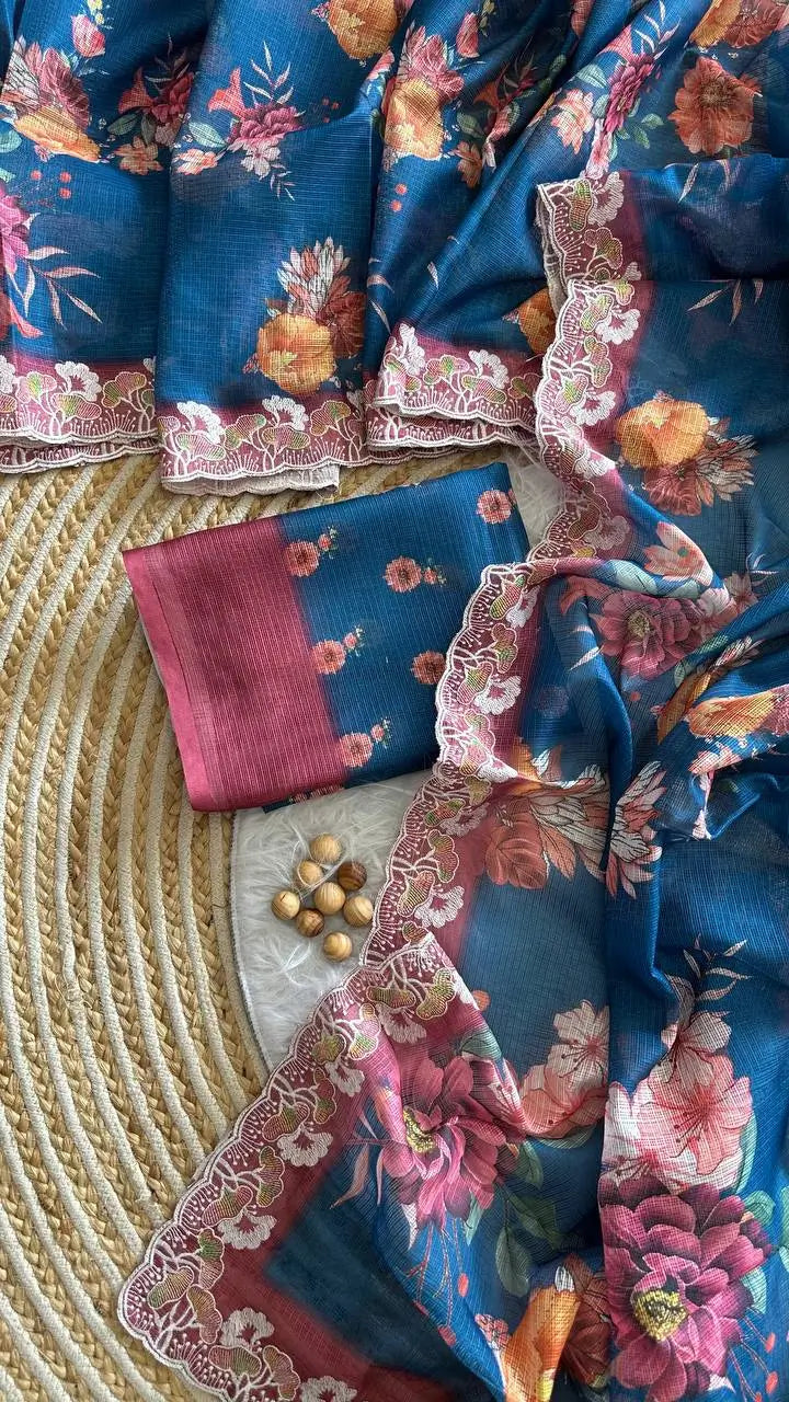 Floral Print Kota Saree