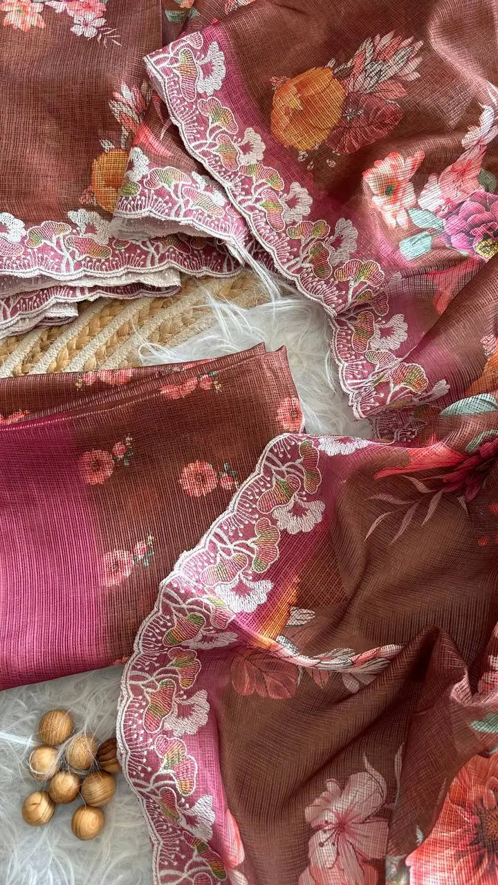 Floral Print Kota Saree