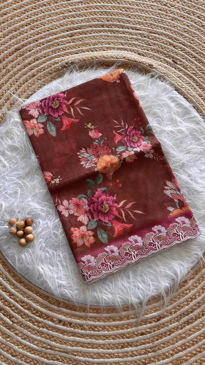 Floral Print Kota Saree