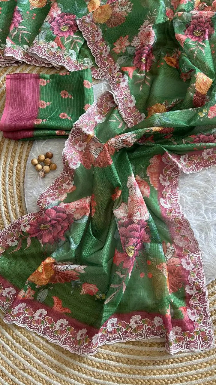 Floral Print Kota Saree