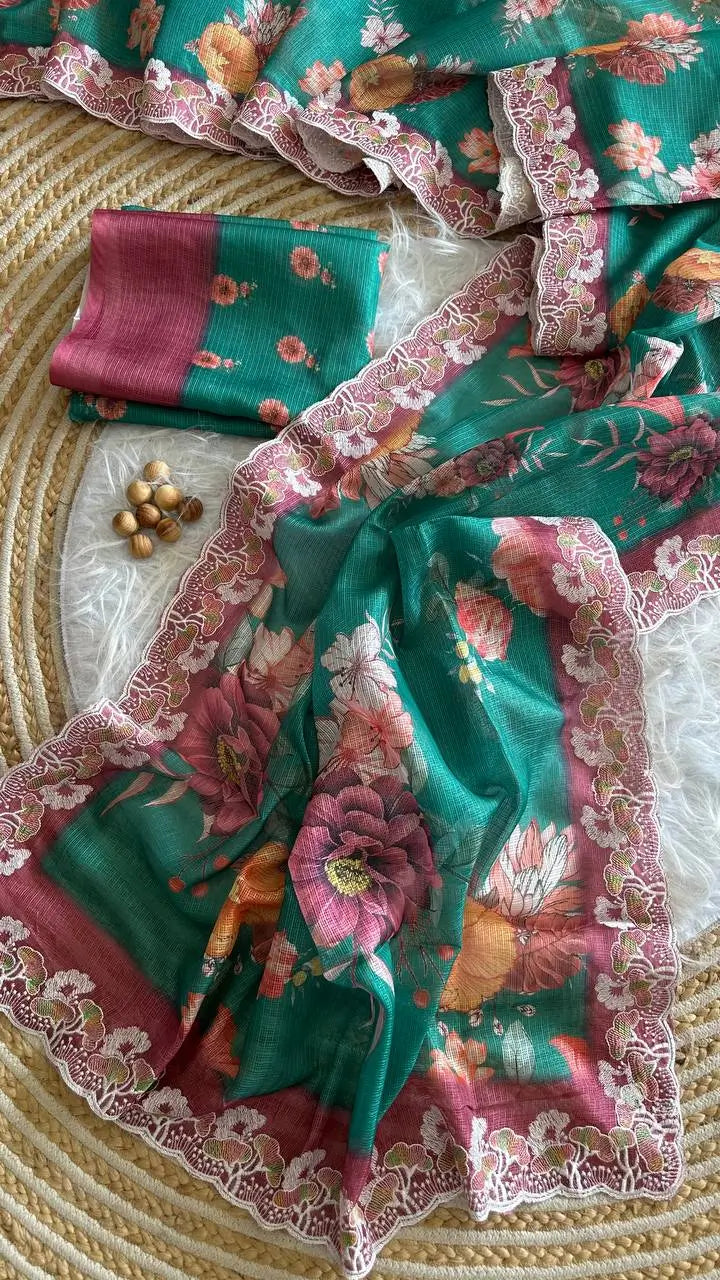 Floral Print Kota Saree