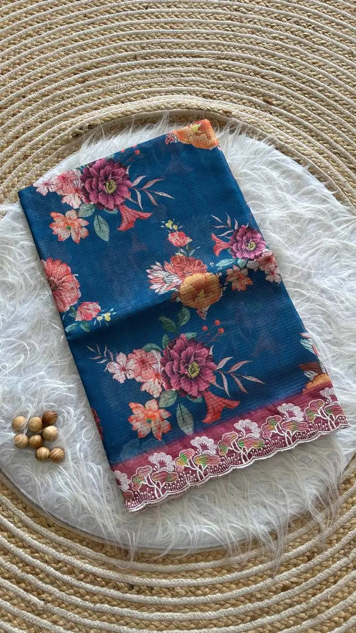 Floral Print Kota Saree