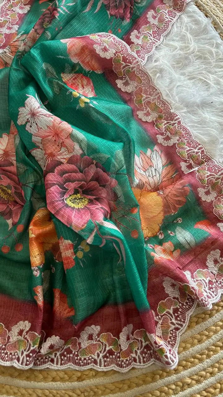Floral Print Kota Saree