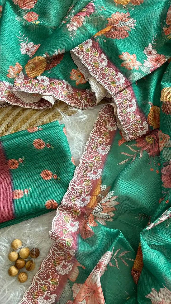 Floral Print Kota Saree