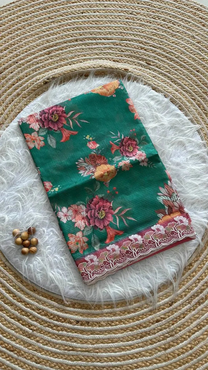 Floral Print Kota Saree