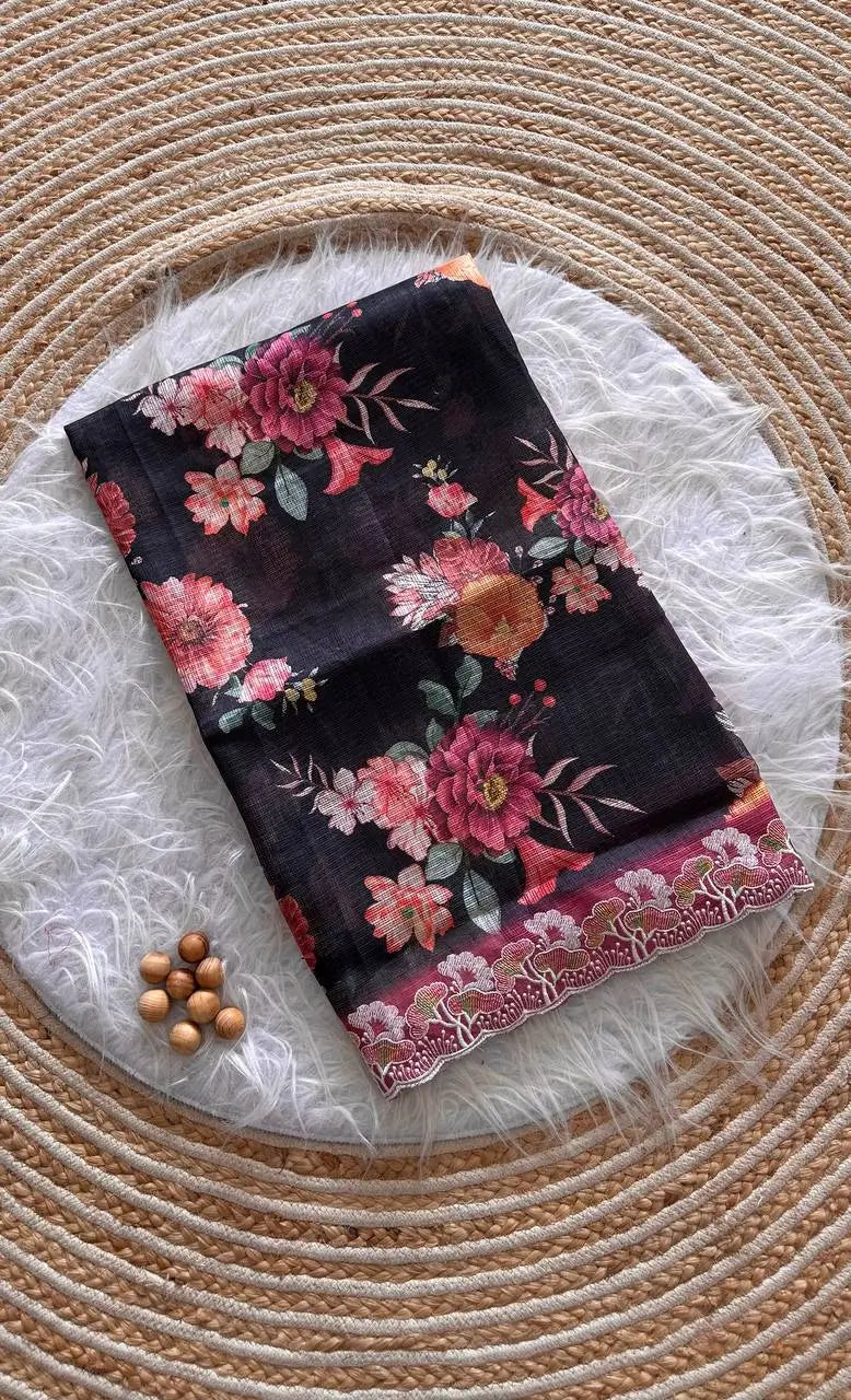 Floral Print Kota Saree